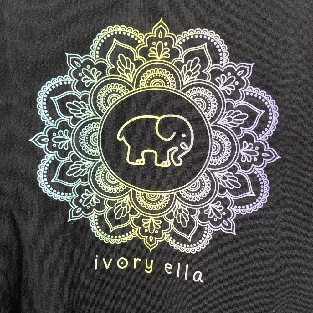 Ivory Ella Black Crew Neck Sweatshirt Mandala Design excellent used cond XS - Picture 2 of 5